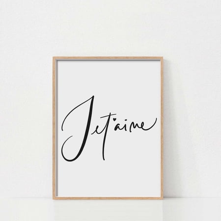 Je T Aime Wall Art French Love Quote Poster Minimalist Black And White Typography Romantic Parisian Decor Elegant Modern Artwork Poster, Unframed Poster Size 8x12