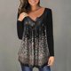 thumbnail image 1 of Pntutb Mujer Casual Camiseta Impreso Manga Larga Cuello Redondo Fruncido Pullover Blusa tops Pntutb Pntutb-7523, 1 of 5