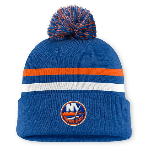 Men's Fanatics Royal New York Islanders Authentic Pro Rink Cuffed Knit Hat with Pom