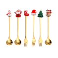 thumbnail image 1 of DOLITY Christmas Set Tasting Set Pastry Fork and Teaspoon Gold 6Pcs, 1 of 8