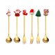 thumbnail image 1 of Juego de cucharas y tenedores navideños, cubiertos reutilizables, cucharas y tenedores de postre de acero inoxidable. Oro 6 piezas, 1 of 8