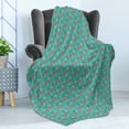 thumbnail image 4 of Flamingo Soft Flannel Fleece Throw Blanket, Tropical Birds with Hawaiian Foliage Background Summer Holiday Theme, Cozy Plush for Indoor and Outdoor Use, 50" x 60", Turquoise and Coral, by Ambesonne, 4 of 5
