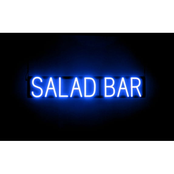 SpellBrite SALAD BAR LED Sign for Business. 34.3" x 6.3" Blue SALAD BAR Sign Has Neon Sign Look With Energy Efficient LED Light Source. Visible from 500+ Feet, 8 Animation Settings.