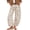 Beige, variant on Women's Beige Cotton Printed Mid Rise Baggy Barrel Jeans Wide Leg Y2K Patchwork with Pockets