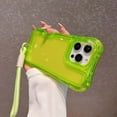 thumbnail image 3 of 3-in-1 Clear Phone Case For iPhone 16 Pro,Shockproof Protective Transparent Case,Heavy Duty Protection,With Wrist Strap,Rugged Anti-drop Non-Slip Tough Durable Phone Case,Green, 3 of 10