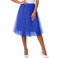 thumbnail image 2 of GEWSEY Tulle Skirts for Women Elastic Waist Dancing Skirt Mesh Tulle Above Knee Skirts (Blue, L), 2 of 5