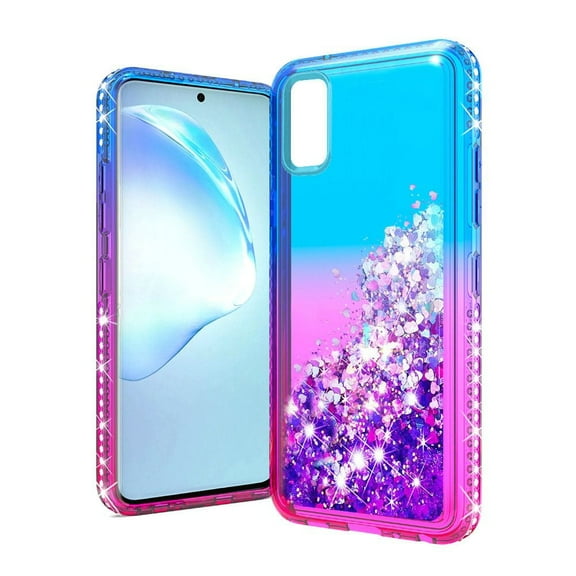 GSA Two-Tone Liquid Glitter Case for Samsung Galaxy S20 Plus - Blue/Hot Pink