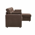 thumbnail image 3 of Muumblus 82" Convertible Sectional Sofa Bed with Cup Holders, Storage Chaise, L-Shaped Sofa Sleeper Couch Bed for Living Room, Brown Polyester, 3 of 6