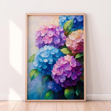 Romantic Hydrangea Floral Wall Art Colorful Botanical Printwork Flower Poster Wall Decor Wall Art Modern Wall Decor Art