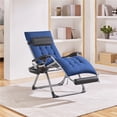 thumbnail image 3 of Yaheetech Outdoor Zero Gravity Folding Lounge Chair With Padded Cushion, Navy Blue, 3 of 7