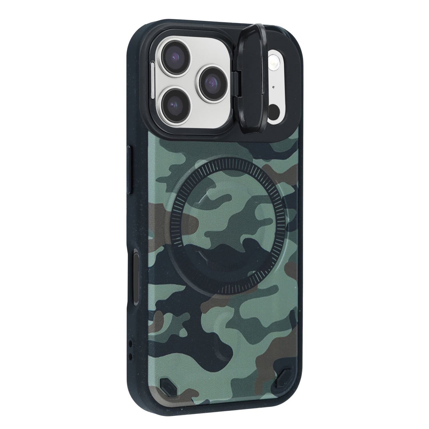 Lightweight Camo MagSafe Case Featuring Camera Kickstand for iPhone 17 Pro Max - Greenq
