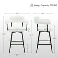 thumbnail image 6 of ONEVOG 26.7'' Swivel Counter Height Stools Set of 2, Modern Barrel Bar Stools with Backs & Arm Rest, Upholstered Sherpa Counter Chairs for Kitchen Island, White, 6 of 9