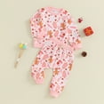 thumbnail image 3 of Okbabeha Baby Girl Christmas Outfit Fall Winter Infant Sweatshirt Pants Set Toddler Cute Santa Floral Print Clothes, 3 of 7