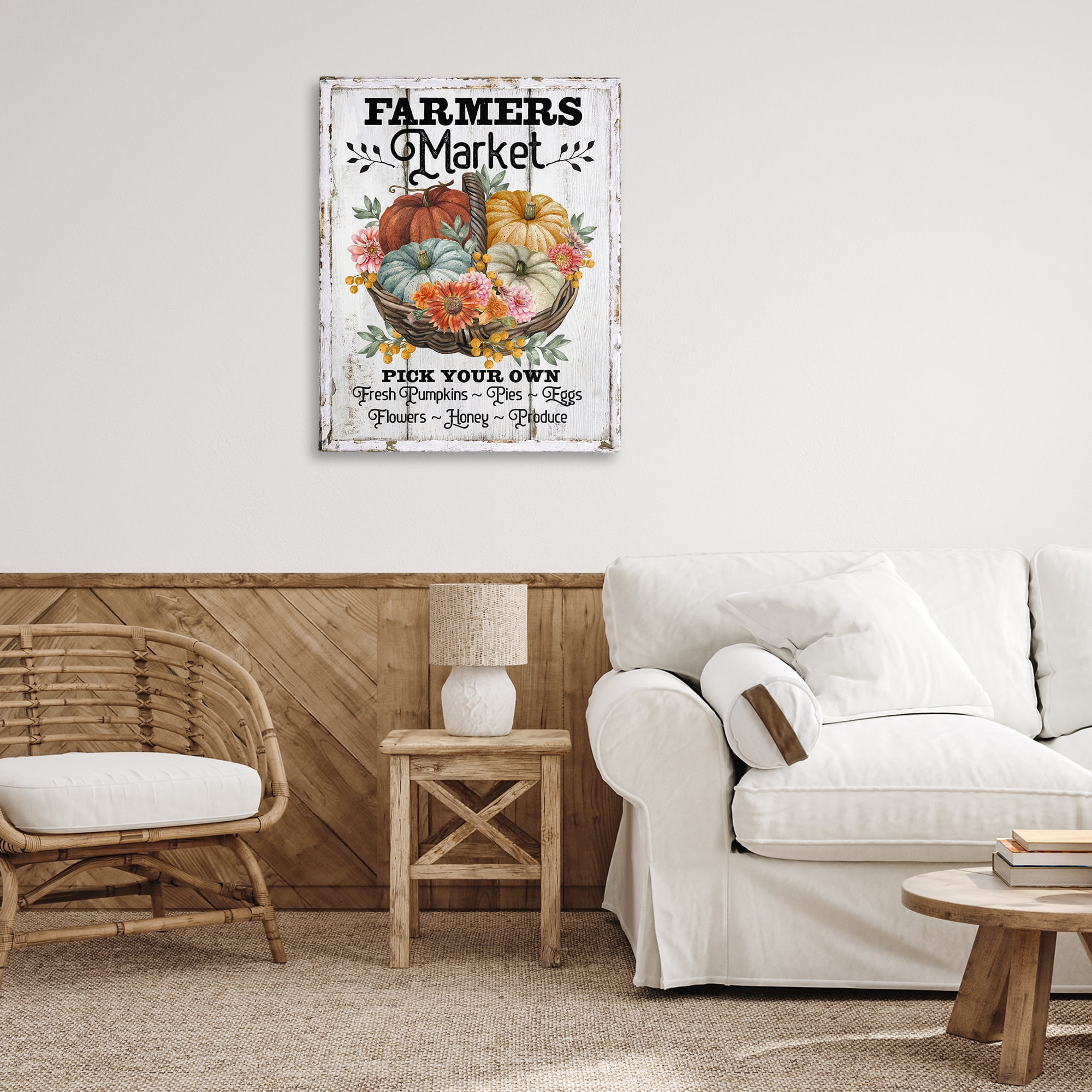 Stupell Industries Farmers Market Pumpkin Basket Holiday Painting Gallery Wrapped Canvas Art Prints Wall Art, 30 x 40