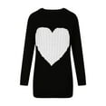 thumbnail image 4 of JGGSPWM Heart Print Sweaters for Women Long Sleeve Pullover Ladies Crochet Ribbed Jumper Modern Cable Knit Tops Crewneck Tops Soft Comfy Sweaters for Women Black L, 4 of 6
