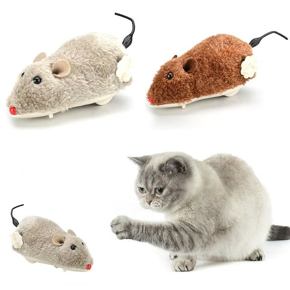 SPRING PARK Cute Wind Up Running Mouse Rat Move Tail Pet Cat Kitten Prank Toys Joking Gag