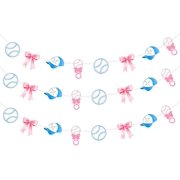 3Pcs Pink Bow and Baseball Banners Baseballs Or Bows Gender Reveal decor Blue Pink Baseball Bow Banner Garlands He Or She Bow Gender Reveal Decor Sports Theme Hanging Decor for Boy Girl Pregnancy