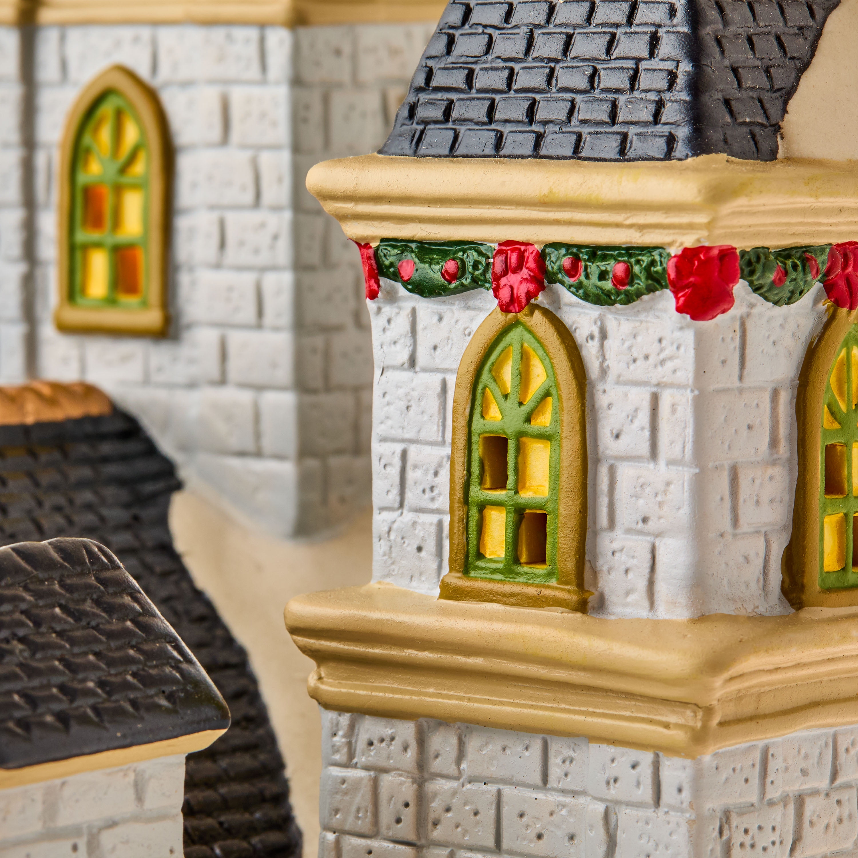 Light-Up Porcelain Church Christmas Village Building, Multicolor