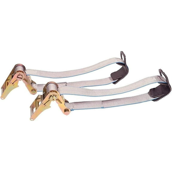 Set of 2 (One Pair), Secure Tow UL-464-R (x2), 4″ x 64" Heavy Duty Underlift Tie-Down Straps and Long Handle Ratchets for Wrecker, Tow Truck, Under Reach