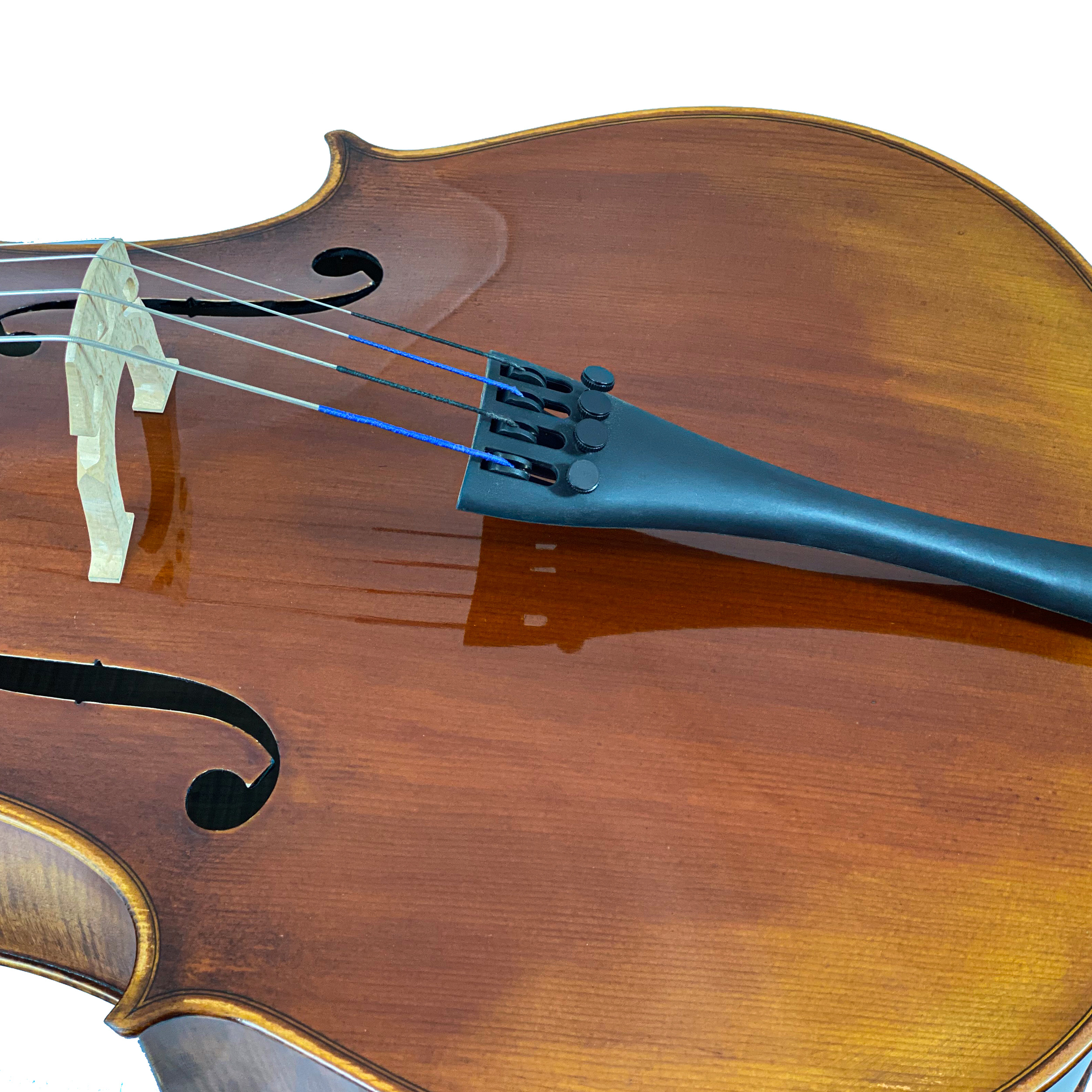 D’Luca Flamed Ebony Inlaid Professional Cello Outfit W/Padded Gig Bag, 3/4 Size