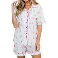thumbnail image 2 of Yunliwuli Women Pajama Set, Tree Print Short Sleeve Button Closure Top with Shorts Daily Sleepwear Loungewear, 2 of 10