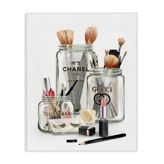Stupell Industries Contemporary Fashion Brand Makeup In Jars Canvas Art, 24 x 30, by Ziwei Li