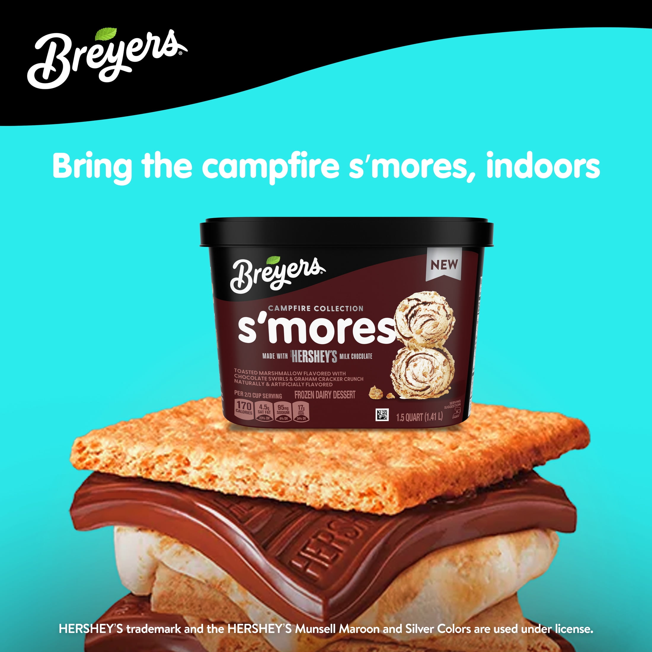 Breyers Campfire Collection S'mores Ice Cream with Hershey's Milk Chocolate, 1.5 Qt