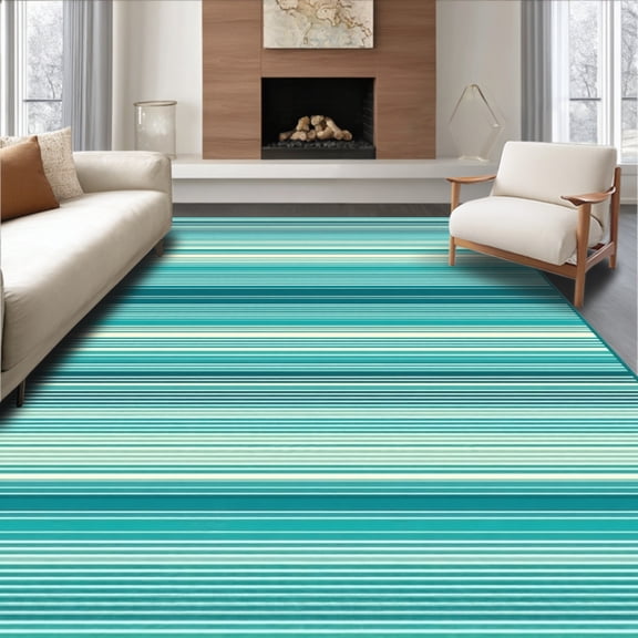 ODIKA 6'x9' Machine Washable Non-Slip Area Rug, Contemporary Featuring Bold Teal and High Traffic Rug, Teal, 80712