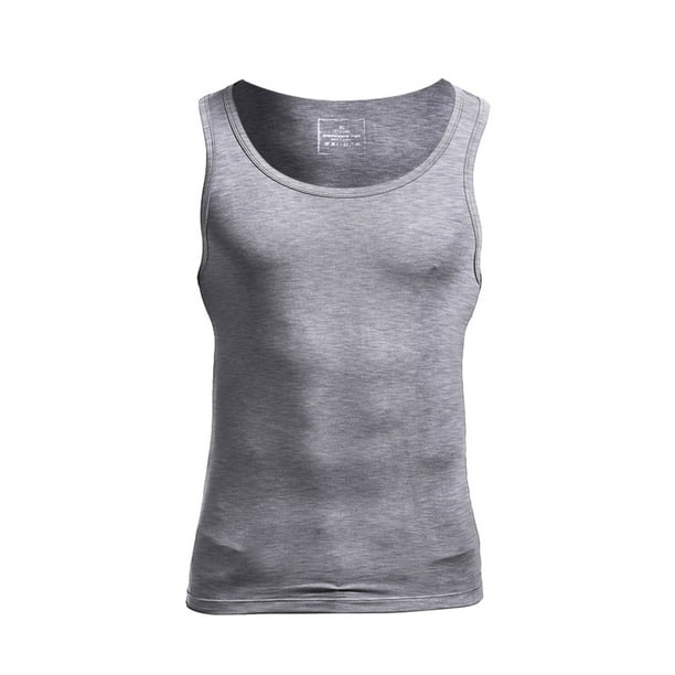 Jumpingount Amplias aplicaciones, camisetas sin mangas suaves y cómodas para hombres, chaleco sin mangas para correr Camisetas Gris XL