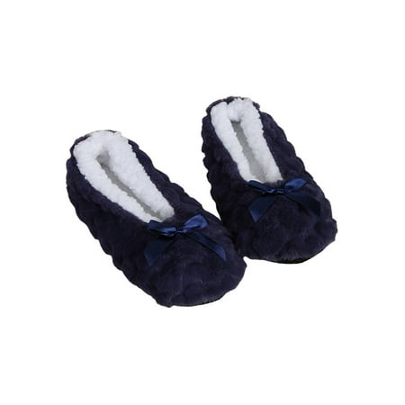 

Eloshman Ladies Slipper Socks Fluffy Warm Shoes House Slippers Bedroom Casual Soft Plush Fleece Floor Shoe Non-Slip Blue Free Size: US 4-8