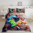 thumbnail image 2 of Manfei Gaming Bedding Sets Twin with Comforter,Geometry Hexagon Duvet Insert,Colorful Gamepad Comforter Sets Twin Size For Boy,Microfiber Room Decor Reversible,2pcs, 2 of 8