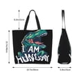 thumbnail image 6 of Bingfone Canvas Tote Bag for Women with Inner Pocket Aesthetic Cute Shopping Tote Bags Reusable Grocery Bags-Hungry Tyrannosaurus, 6 of 9