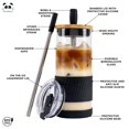 thumbnail image 2 of Vasos de vidrio Pandaloo con tapas y pajitas, 600 ml, Black Saphir, 2 of 7