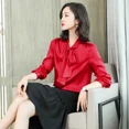 thumbnail image 3 of Nueva camisa de satén de seda real, blusa de seda morera de manga larga para mujer, blusas con cuello de lazo de estilo nuevo para primavera y otoño, 3 of 5
