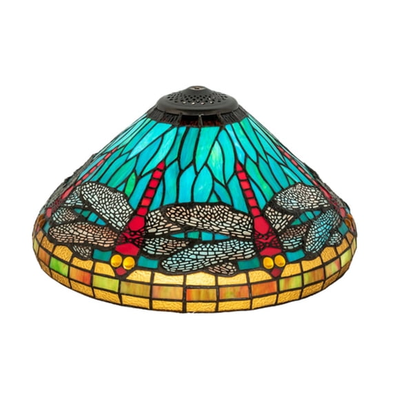 Meyda Lighting 16'W Tiffany Dragonfly Shade, Ebna Orange Purple/Blue Amber - 10294