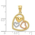 thumbnail image 4 of FB Jewels 14K Two Tone Gold & Rhodium Polished & Textured Heart Pendant, 4 of 4