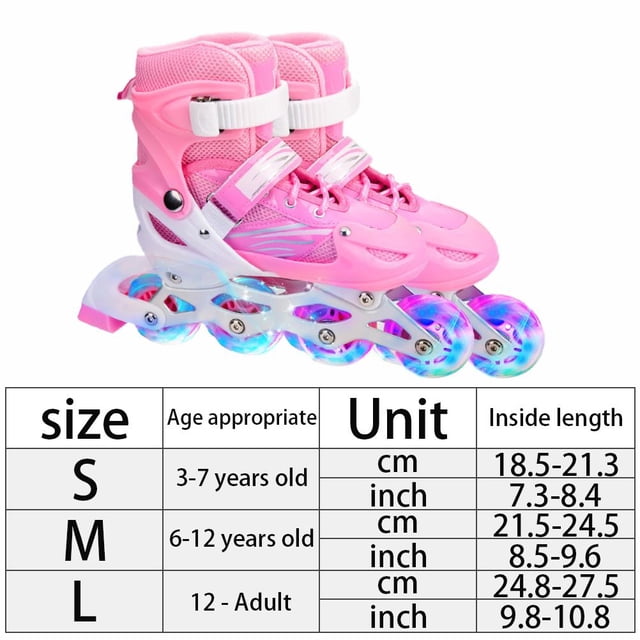 Patins à Roulettes 2 en 1 4 Patins à Roulettes 2 en 1 Taille Réglable Patins à Roulettes pour Enfants et Adultes Patins à Roues Lumineuses pour l'Extérieur