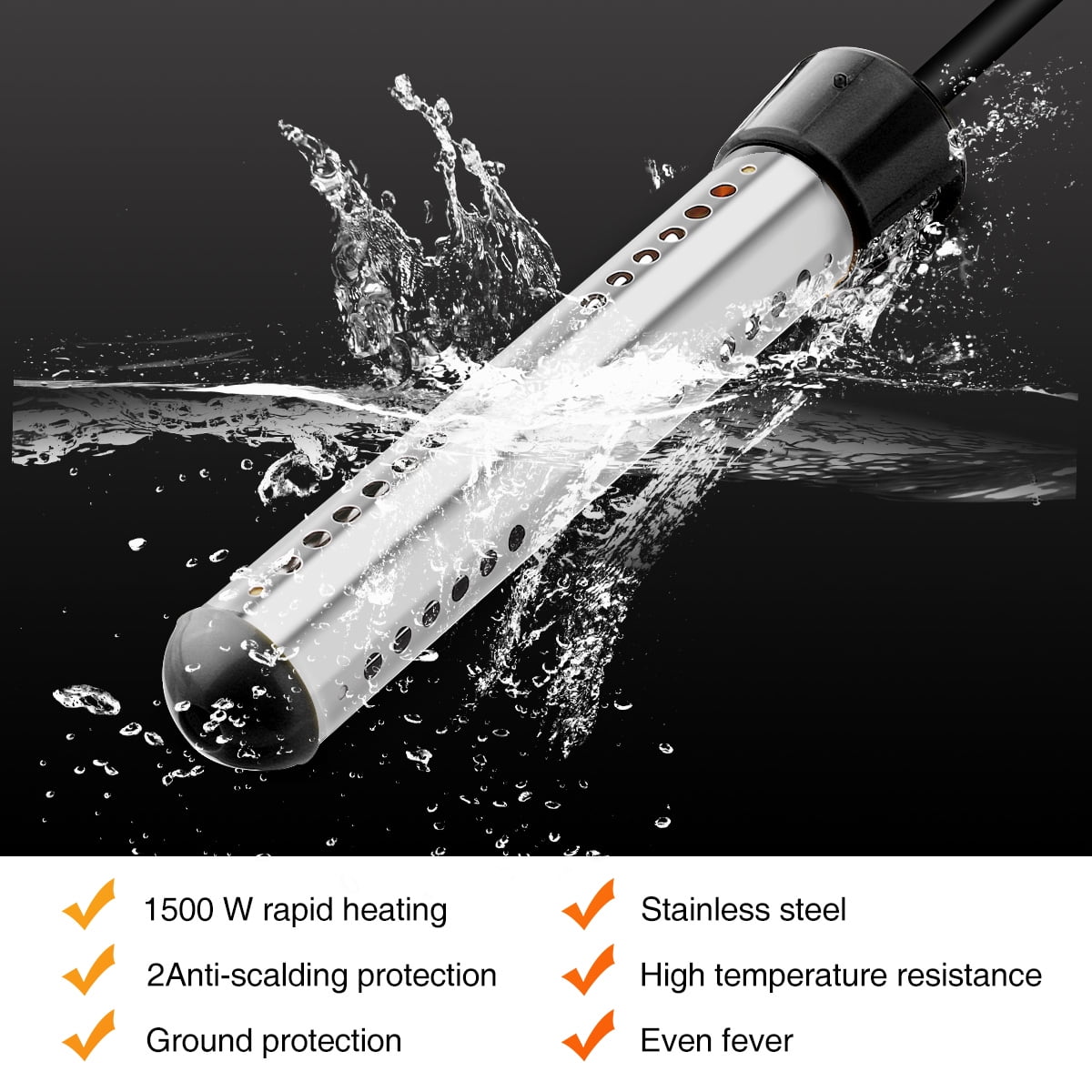 Novashion 1500W Electric Bucket Heater Stainless-Steel Portable Submersible  Water Heater with Digital Thermometer for Inflatable Pool Bathtub, Basin -  Walmart.com