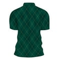 thumbnail image 3 of Polo T Shirts for Men Summer Plaid Slim Fit Stretchy Short Sleeve Tops Button Up Collared Casual Trendy T Shirts for Man Dark Green L, 3 of 3