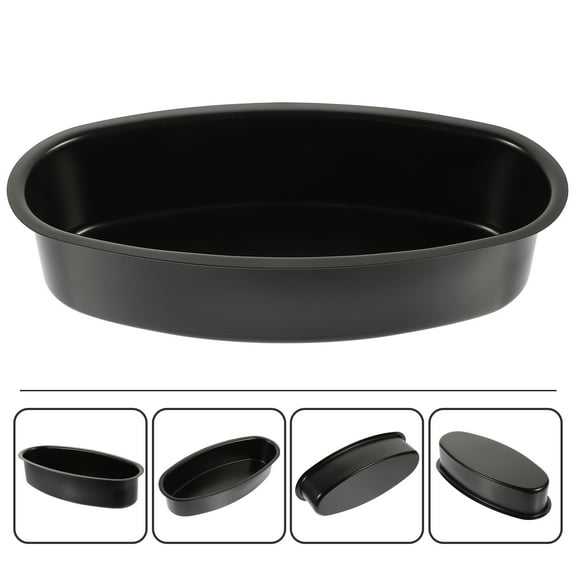 HEMOTON Carbon Steel Baking Bowl Heat Resistant Cake Mould for Home Black 10.5 x 8.5 Inches