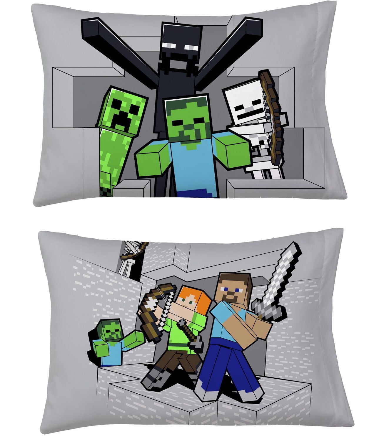 Minecraft Ensemble de Literie 4 Pièces pour Lit 1 Place + En Prime un Sac