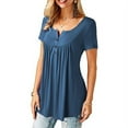 thumbnail image 3 of Uhndy Womens Summer Short Sleeve Blouse Shirt Tops Casual Loose Plain Plus Size Tunic, 3 of 3