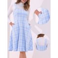 thumbnail image 2 of DARING DIVA Women's Sleeveless Square Neck Plaid A Line Pinafore Dresses M Blue, 2 of 5