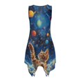 thumbnail image 2 of HELLHERO Galaxy & Planets Print Tank Sleeveless Dresses, Side Pockets Asymmetric Hem Midi Dress Comfort Wear Resistant Summer Sleeveless Dress, 2 of 8