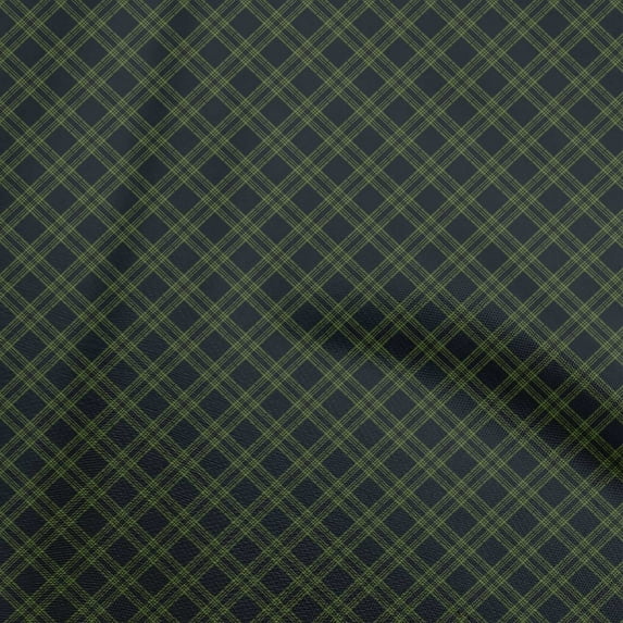 oneOone Rayon Green Fabric Check Dress Material Fabric Print Fabric By The Yard 56 Inch Wide-QL