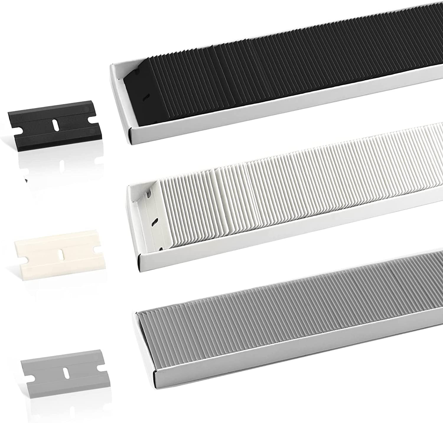 Plastic Blades, 300 PCS Plastic Scraper Blades Refill, 1.5In Double