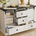 thumbnail image 6 of Accreate Farmhouse 4 Drawer Dresser for Bedroom, 45" Wood Dressers with Sliding Barn Doors, TV Stand with Large Drawers & Bar Handles, White Dressers & Chests of Drawers for Closet, Living Room, 6 of 8