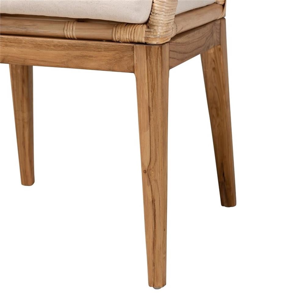 Baxton Studio Storsel Natural Brown Finished Teak Wood and Rattan Dining Chair
