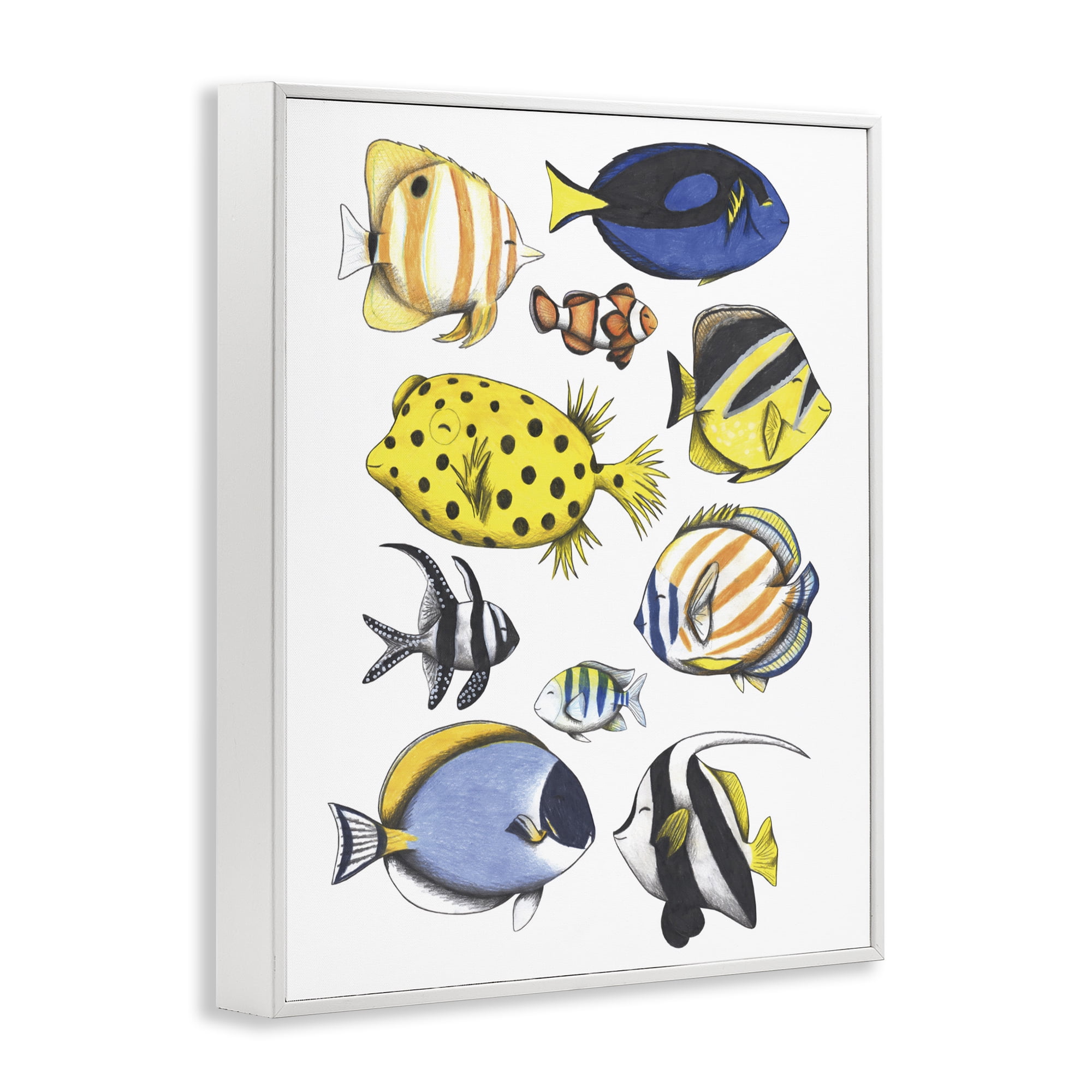 Stupell Industries Aquatic Fishes Collection White Framed Giclee Art, design by Cecilia Battaini