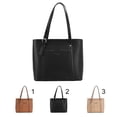 thumbnail image 3 of Faux Leather Tote Bag Zipper Adjustable Simple Work Shoulder Bag Casual Handbag, 3 of 10